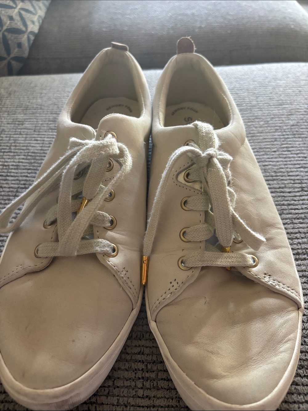Sperry Women's Lace-Up Sneakers in Off-White with Gold Accents